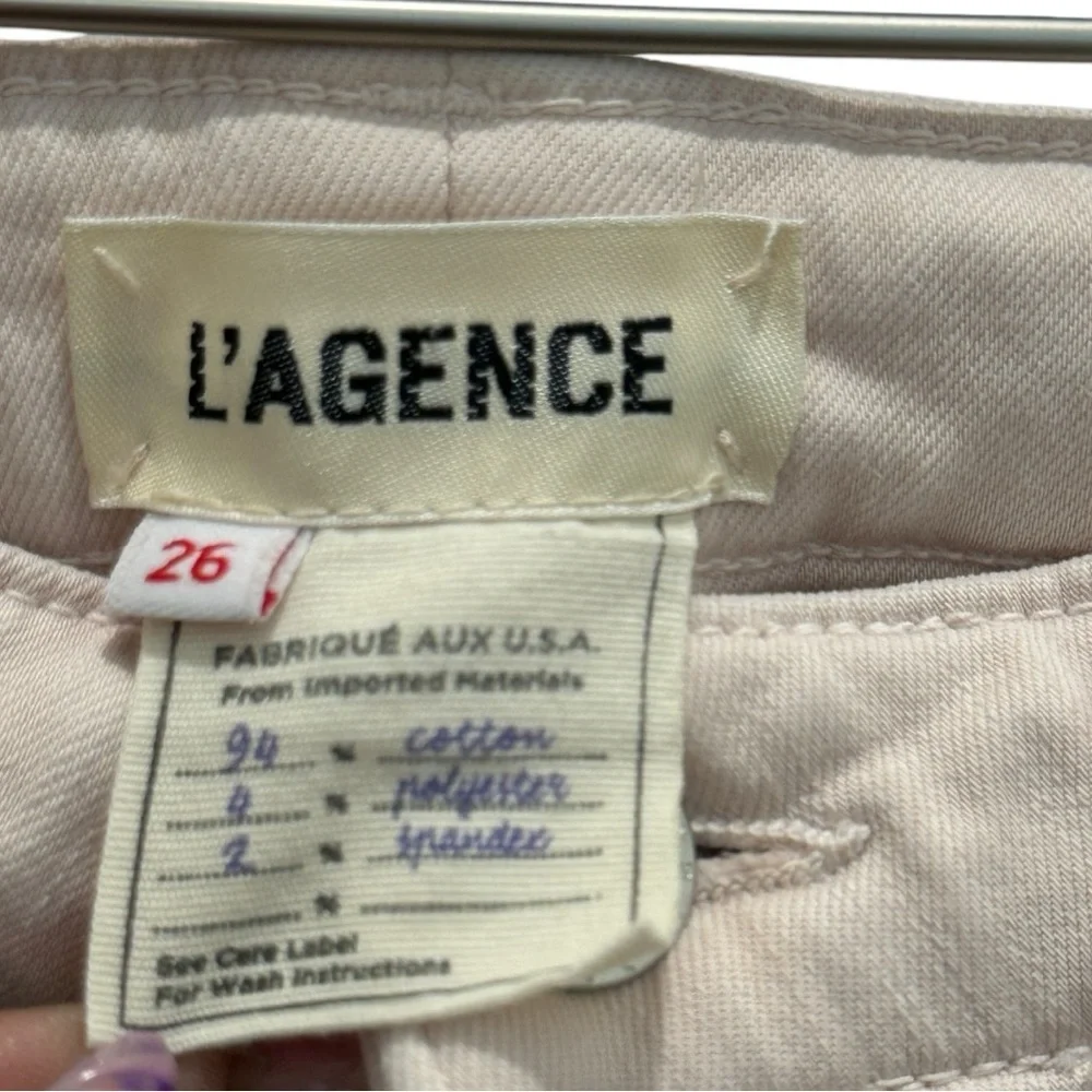 L'AGENCE Margot High Rise Skinny Crop Jeans Size 26‎ Blush Pink Made in USA